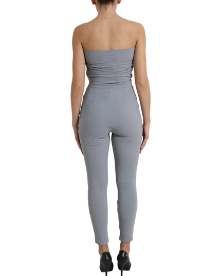Dolce & Gabbana Gray Nylon Strapless Bodycon Jumpsuit Dress