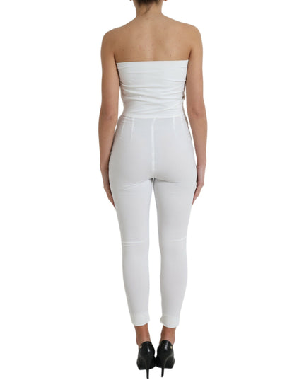 Dolce & Gabbana White Nylon Strapless Bodycon Jumpsuit Dress