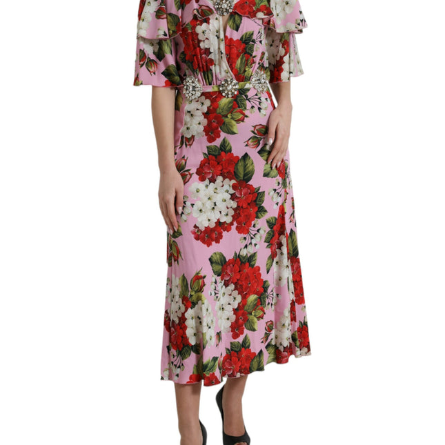 Dolce & Gabbana Multicolor Floral Crystal Embellished A-line Dress