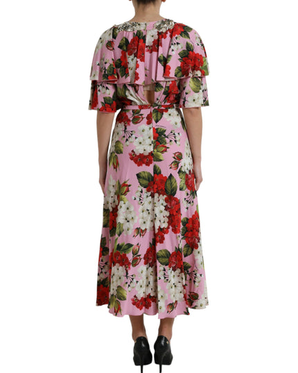 Dolce & Gabbana Multicolor Floral Crystal Embellished A-line Dress