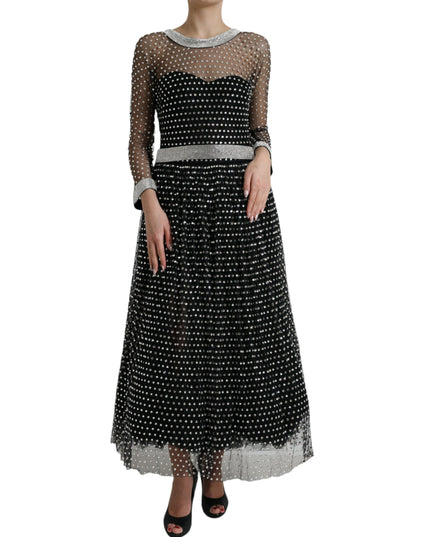 Dolce & Gabbana Black Crystal Embellished A-line Gown Dress