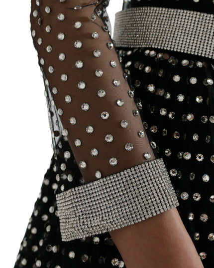 Dolce & Gabbana Black Crystal Embellished A-line Gown Dress