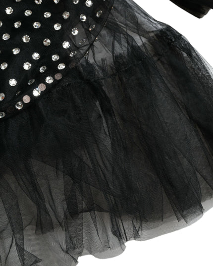 Dolce & Gabbana Black Crystal Embellished A-line Gown Dress