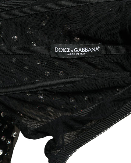 Dolce & Gabbana Black Crystal Embellished A-line Gown Dress