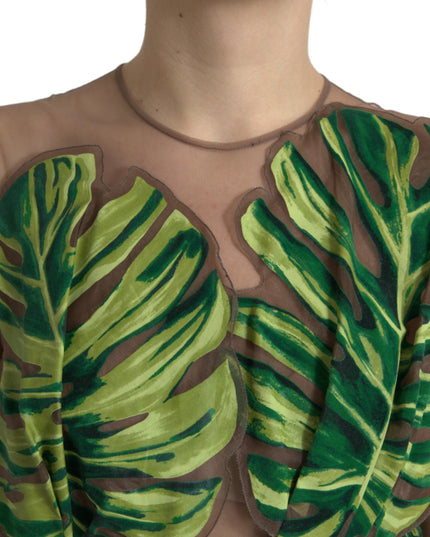 Dolce & Gabbana Green Banana Leaf Sleeveless Long Maxi Dress