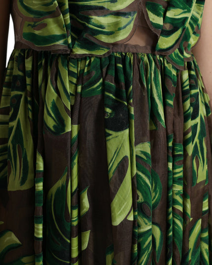 Dolce & Gabbana Green Banana Leaf Sleeveless Long Maxi Dress