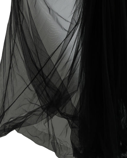 Dolce & Gabbana Black Sequined Sleeveless Mesh Layered Gown Dress