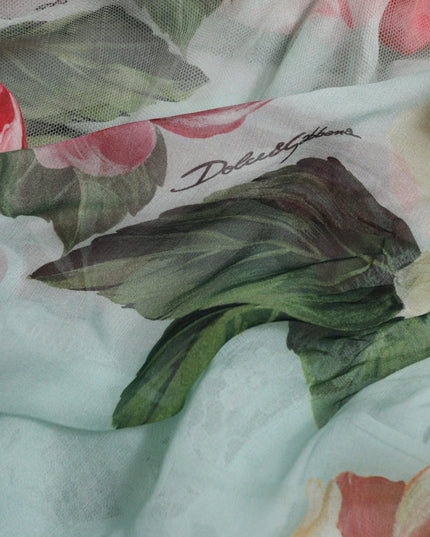 Dolce & Gabbana Blue Floral Print Tiered Long Maxi Dress