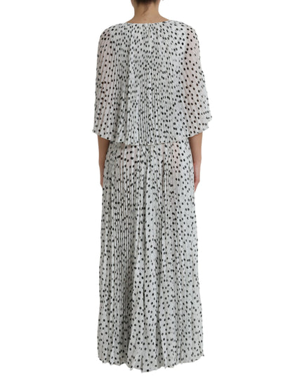 Dolce & Gabbana White Polka Dot A-line Pleated Maxi Dress