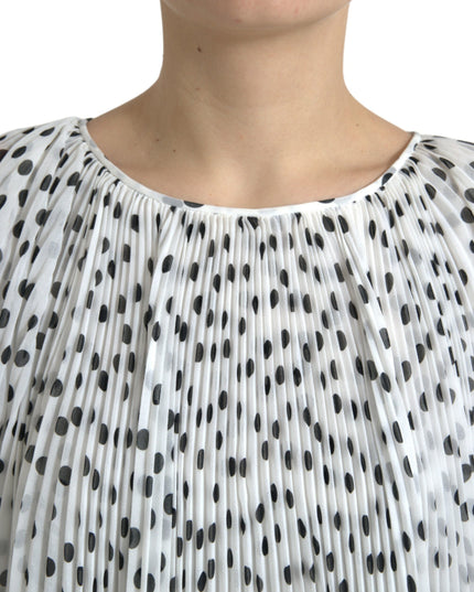 Dolce & Gabbana White Polka Dot A-line Pleated Maxi Dress