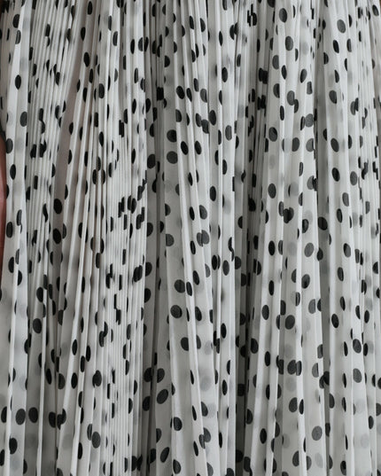 Dolce & Gabbana White Polka Dot A-line Pleated Maxi Dress
