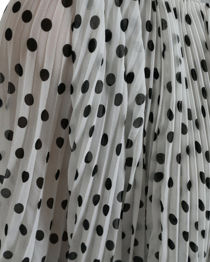 Dolce & Gabbana White Polka Dot A-line Pleated Maxi Dress