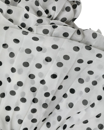 Dolce & Gabbana White Polka Dot A-line Pleated Maxi Dress
