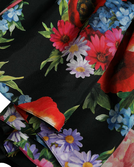 Dolce & Gabbana Multicolor Floral Print Silk Twill Gown Dress