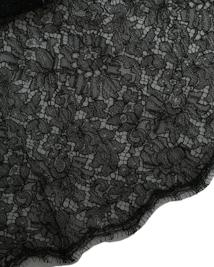 Dolce & Gabbana Black Floral Lace Sheer A-line Midi Dress
