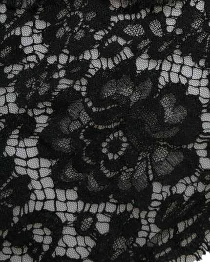 Dolce & Gabbana Black Lace Crystal Embellished Sheath Dress