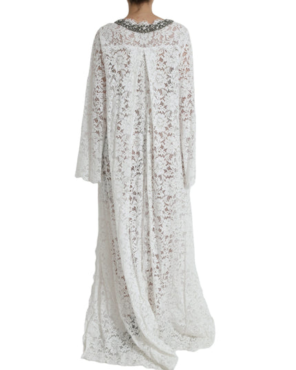 Dolce & Gabbana White Lace Crystal Embellished Shift Dress