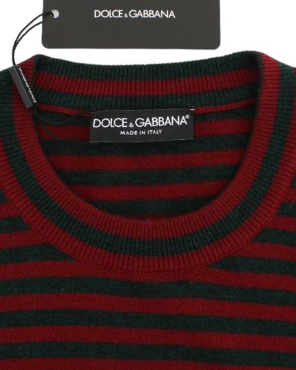 Dolce & Gabbana Red Gray Cashmere Short Sleeve Sweater