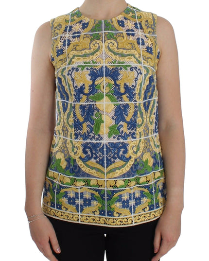Dolce & Gabbana Multicolor Majolica Embroidered Sweater