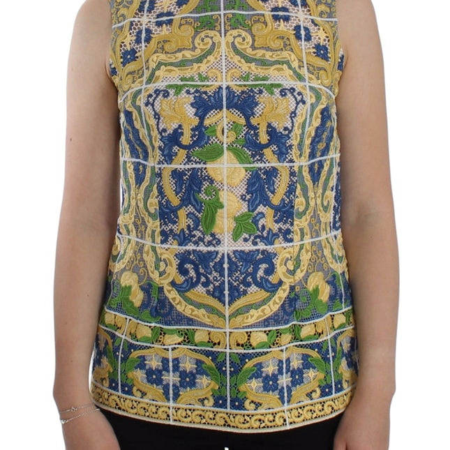 Dolce & Gabbana Multicolor Majolica Embroidered Sweater