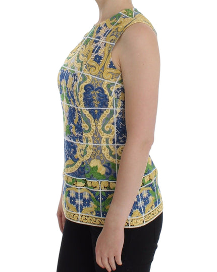 Dolce & Gabbana Multicolor Majolica Embroidered Sweater