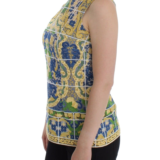 Dolce & Gabbana Multicolor Majolica Embroidered Sweater
