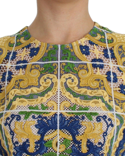 Dolce & Gabbana Multicolor Majolica Embroidered Sweater