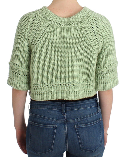 Ermanno Scervino Green Cropped Knit Sweater Knitted Jumper