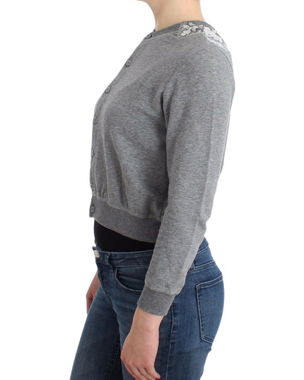 Ermanno Scervino Lingerie Gray Lace Sweater Cardigan Top