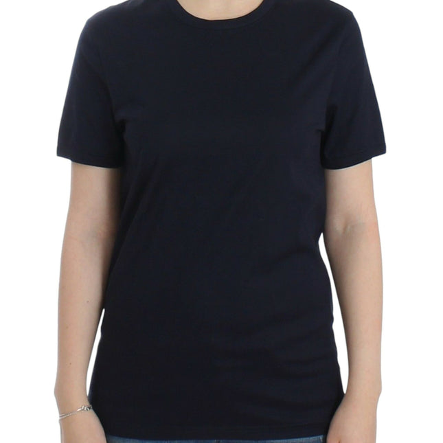 Ermanno Scervino Lingerie Blue Crewneck Cotton Logo T-shirt