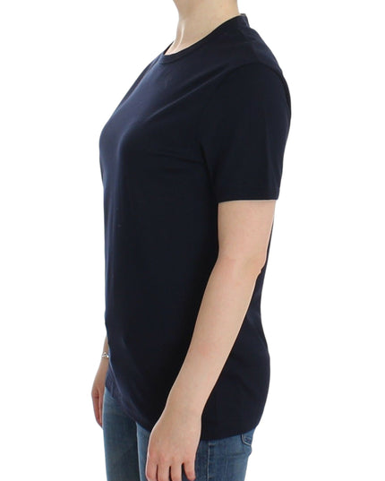 Ermanno Scervino Lingerie Blue Crewneck Cotton Logo T-shirt