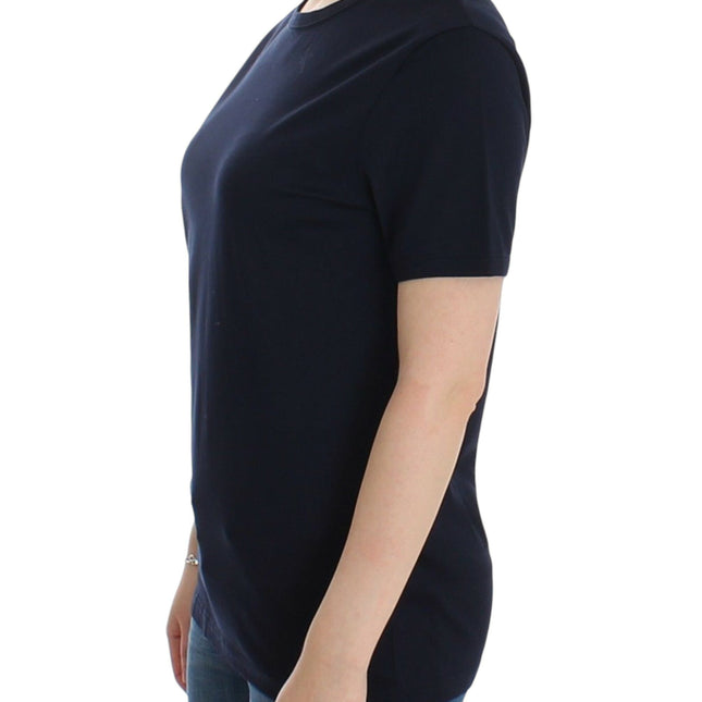 Ermanno Scervino Lingerie Blue Crewneck Cotton Logo T-shirt