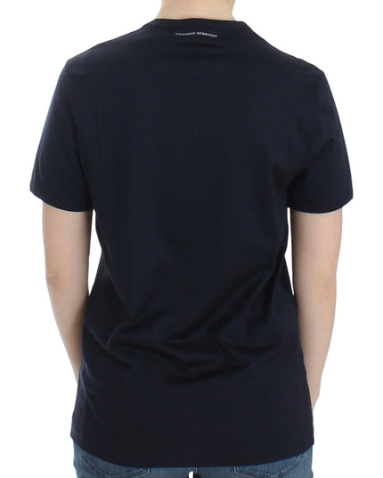 Ermanno Scervino Lingerie Blue Crewneck Cotton Logo T-shirt