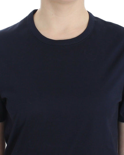 Ermanno Scervino Lingerie Blue Crewneck Cotton Logo T-shirt