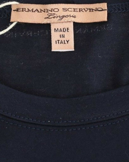 Ermanno Scervino Lingerie Blue Crewneck Cotton Logo T-shirt
