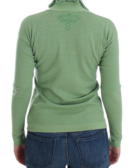 Ermanno Scervino Green Wool Blend Striped Long Sleeve Sweater