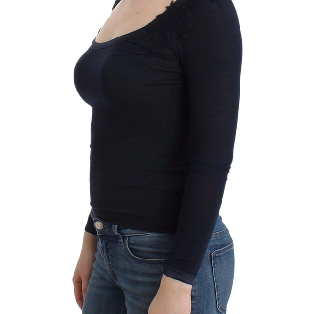 Ermanno Scervino Lingerie Blue Top Blouse Jumper Lace Rayon