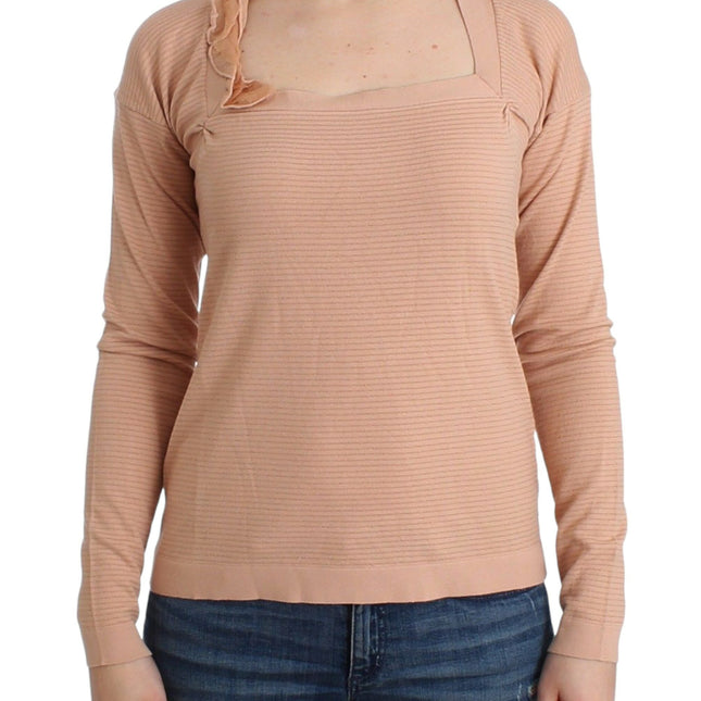 Ermanno Scervino Orange Wool Blend Striped Long Sleeve Top