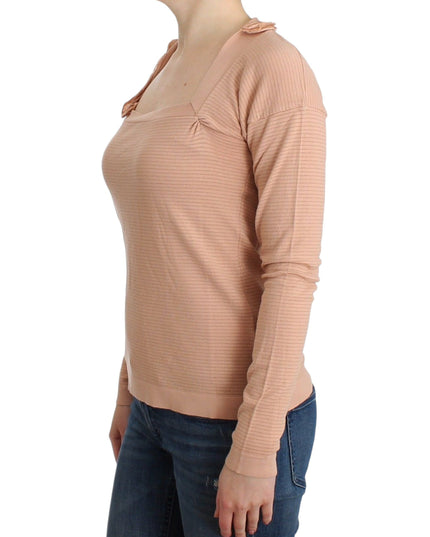 Ermanno Scervino Orange Wool Blend Striped Long Sleeve Top