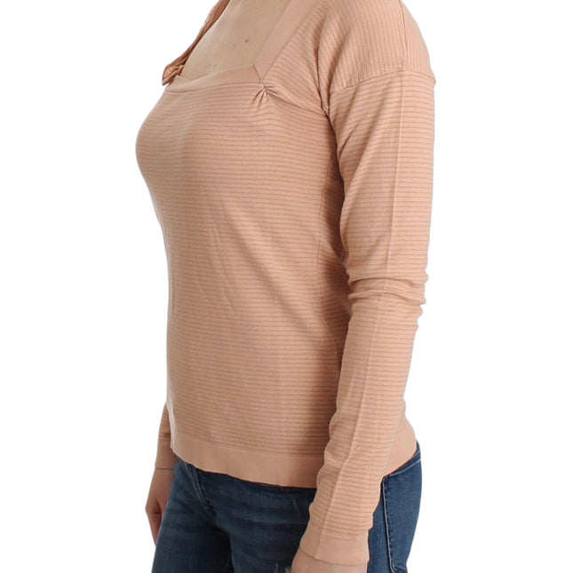 Ermanno Scervino Orange Wool Blend Striped Long Sleeve Top