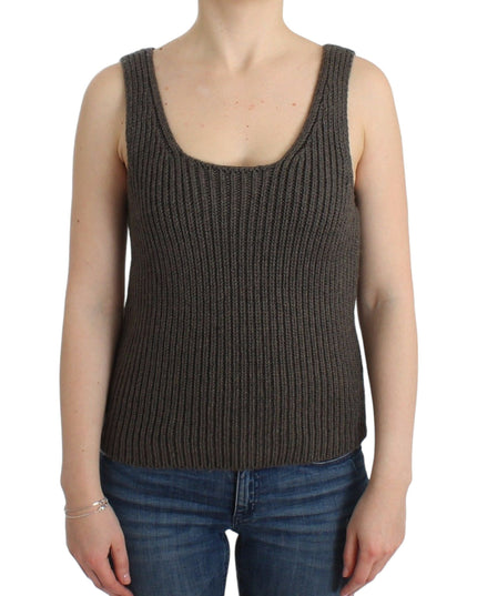 Ermanno Scervino Gray Knit Top Knitted Sweater Merino Wool