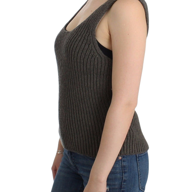 Ermanno Scervino Gray Knit Top Knitted Sweater Merino Wool