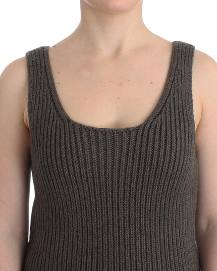 Ermanno Scervino Gray Knit Top Knitted Sweater Merino Wool