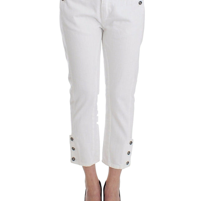 Ermanno Scervino White Cropped Jeans Denim Pants Branded Capri