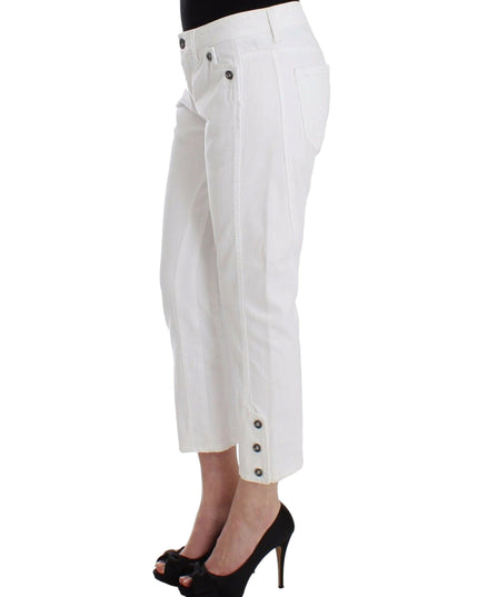 Ermanno Scervino White Cropped Jeans Denim Pants Branded Capri