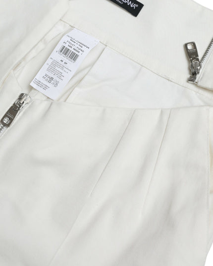 Dolce & Gabbana Black White Cotton Cut Out Waist Tapered Pants