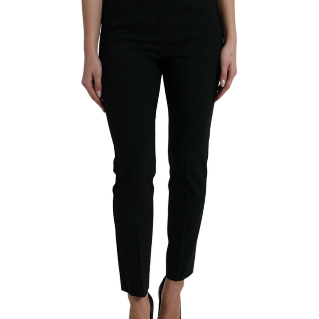 Dolce & Gabbana Black Wool High Waist Tapered Pants