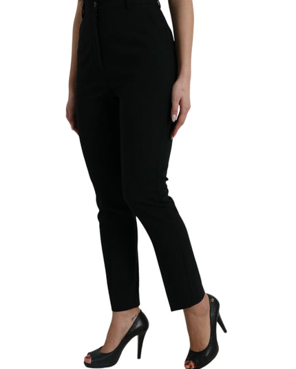 Dolce & Gabbana Black Wool High Waist Tapered Pants