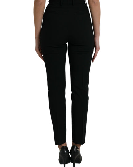 Dolce & Gabbana Black Wool High Waist Tapered Pants