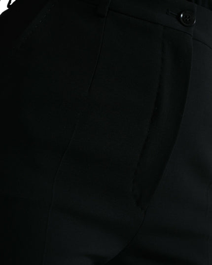 Dolce & Gabbana Black Wool High Waist Tapered Pants